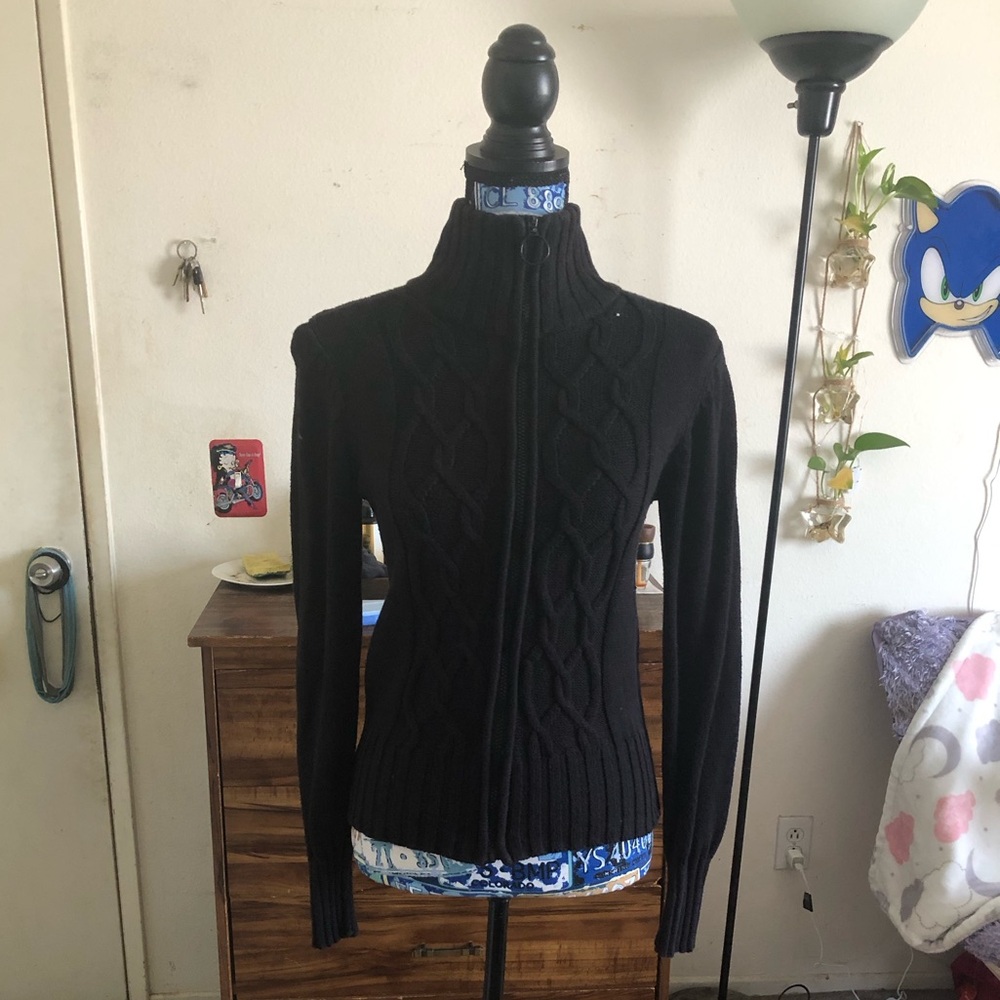 Adorable Black Cable Knit Women's Sweater